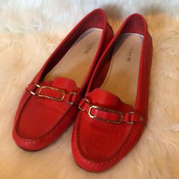 red coach loafers